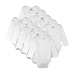 10-Pack Organic Cotton Long Sleeve Bodysuits