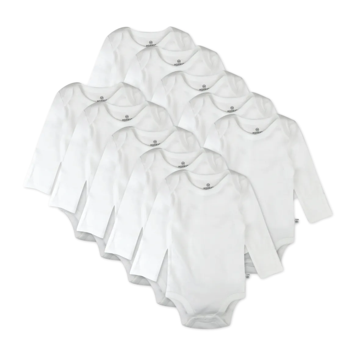 10-Pack Organic Cotton Long Sleeve Bodysuits