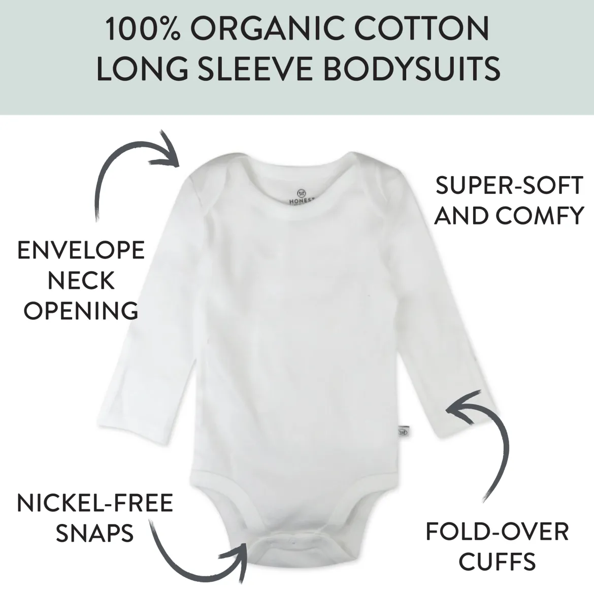 10-Pack Organic Cotton Long Sleeve Bodysuits