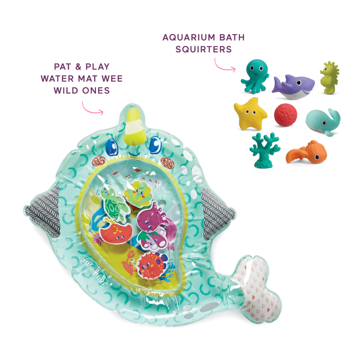 Pat & Play Water Mat Wee Wild Ones & Aquarium Bath Squirters Bath Time Bundle
