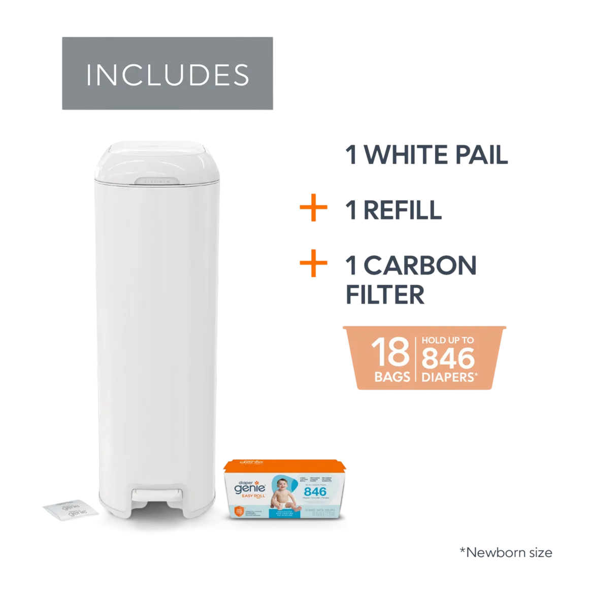 Platinum Stainless Steel Diaper Pail with Easy Roll Refill Bags