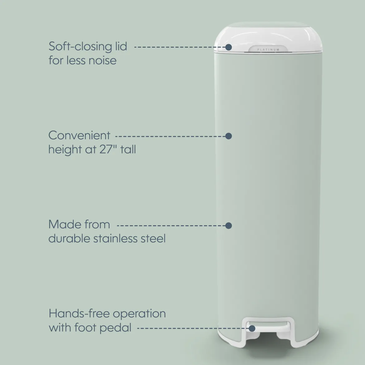 Platinum Stainless Steel Diaper Pail with Easy Roll Refill Bags