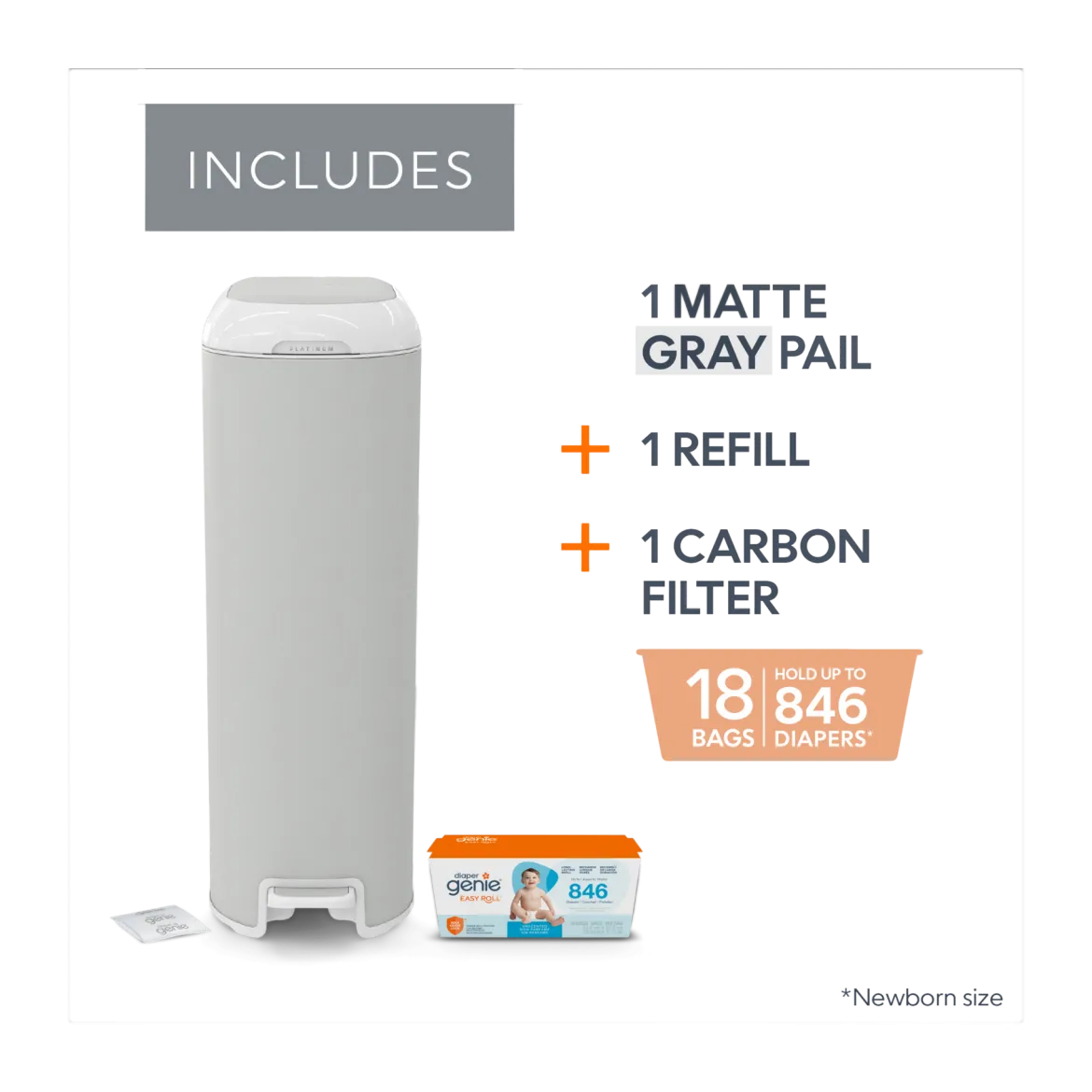 Platinum Stainless Steel Diaper Pail with Easy Roll Refill Bags