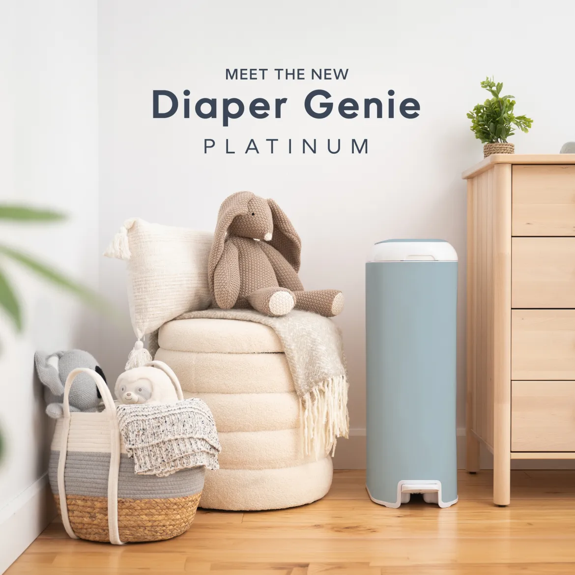 Platinum Stainless Steel Diaper Pail with Easy Roll Refill Bags