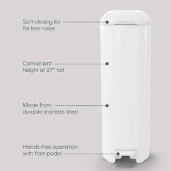 Platinum Stainless Steel Diaper Pail with Easy Roll Refill Bags
