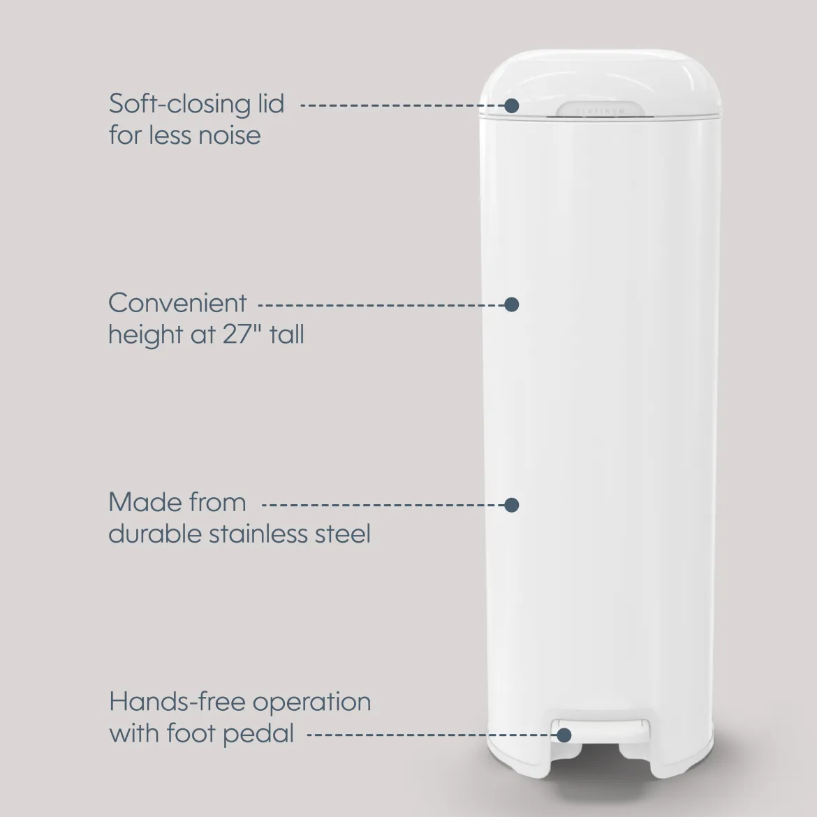 Platinum Stainless Steel Diaper Pail with Easy Roll Refill Bags