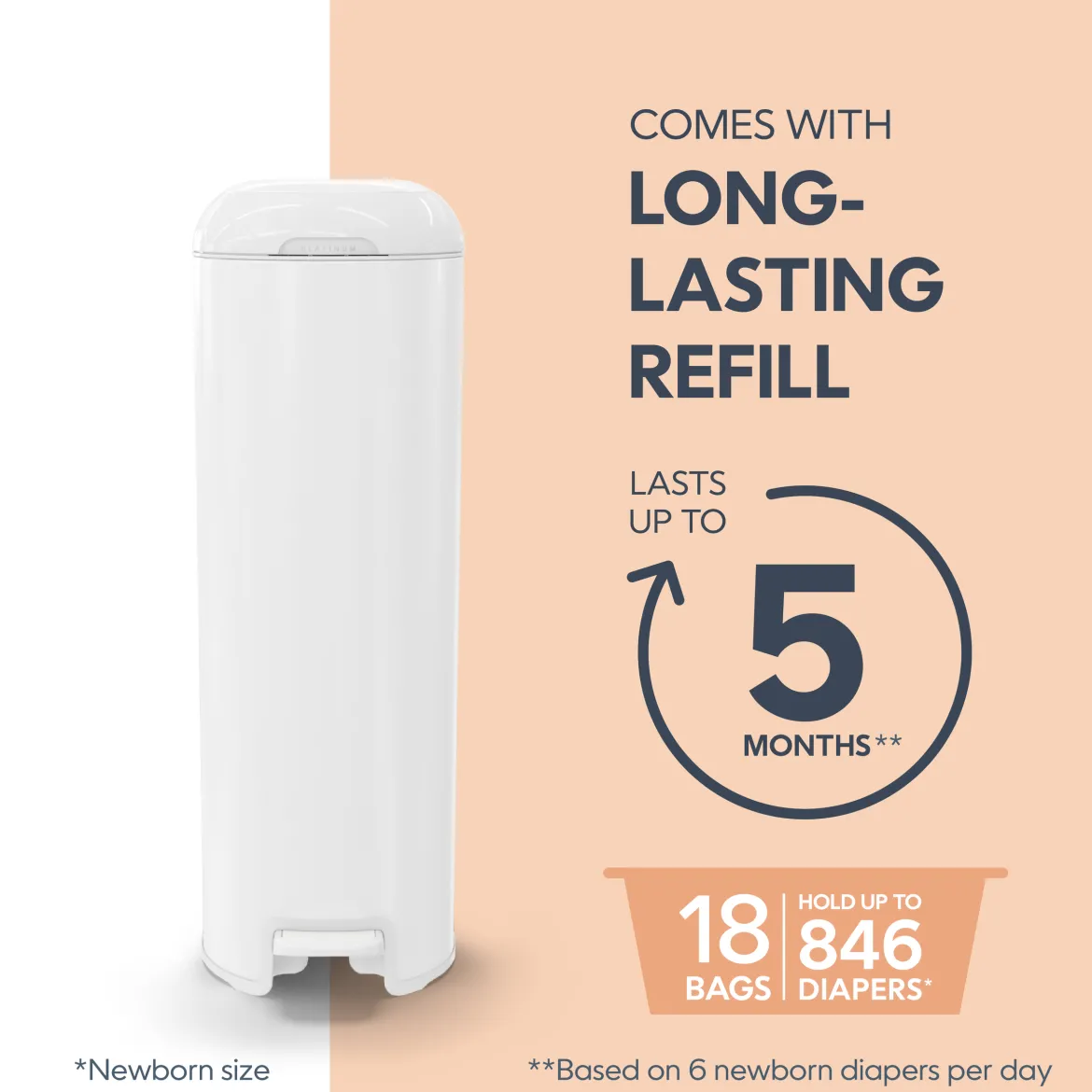 Platinum Stainless Steel Diaper Pail with Easy Roll Refill Bags