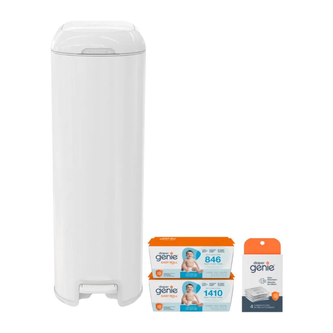 Platinum Stainless Steel Diaper Pail Gift Set