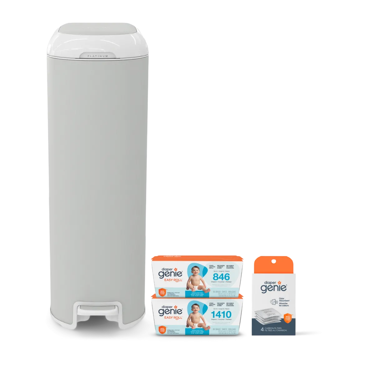 Platinum Stainless Steel Diaper Pail Gift Set