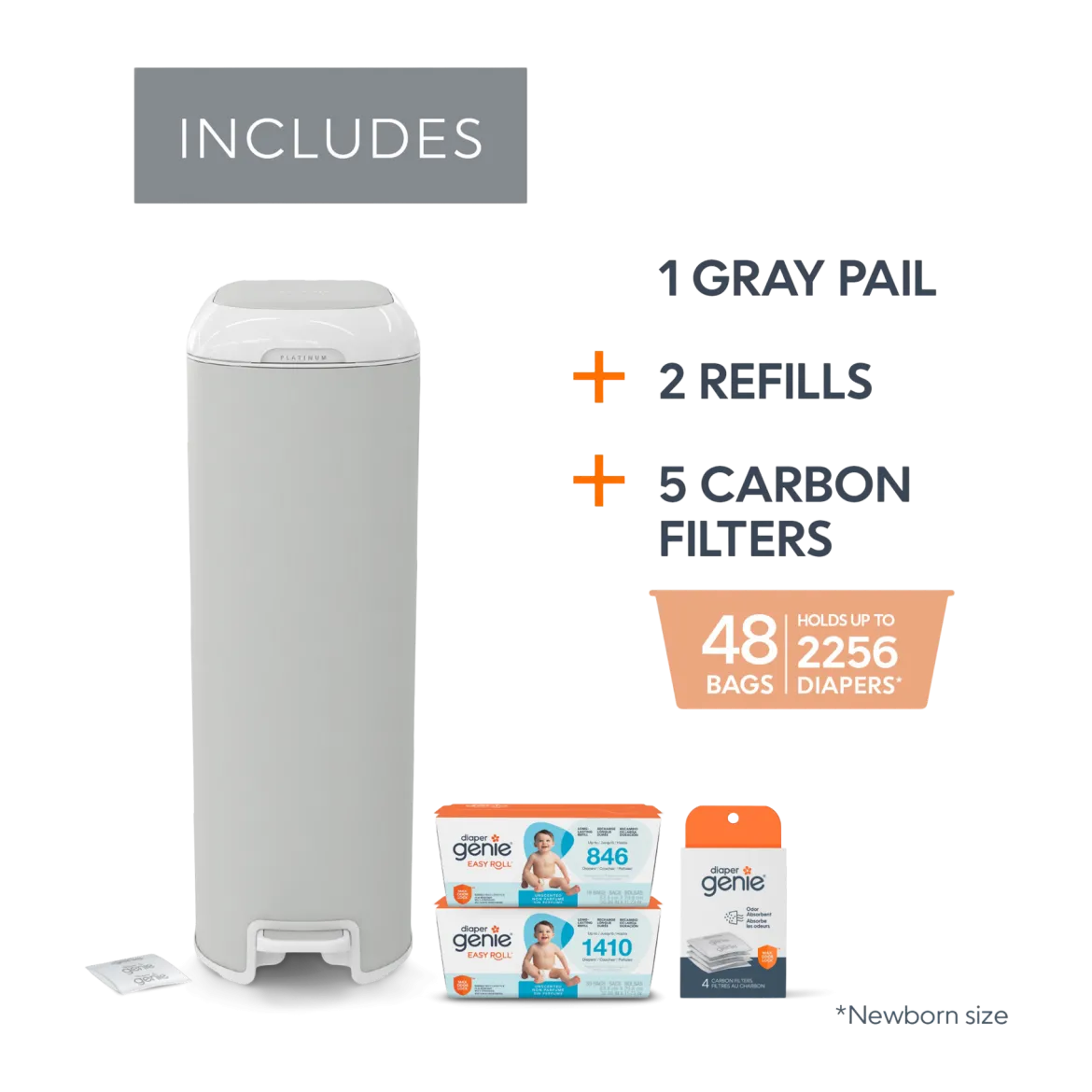 Platinum Stainless Steel Diaper Pail Gift Set