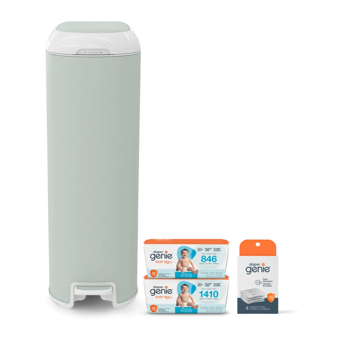 Platinum Stainless Steel Diaper Pail Gift Set