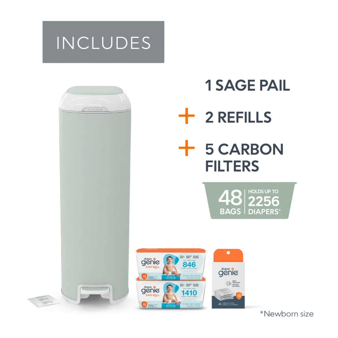 Platinum Stainless Steel Diaper Pail Gift Set
