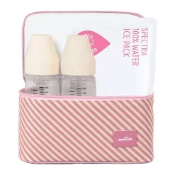 9 Plus Portable Rechargeable Breast Pump with Grey Tote and Pink Cooler Kit