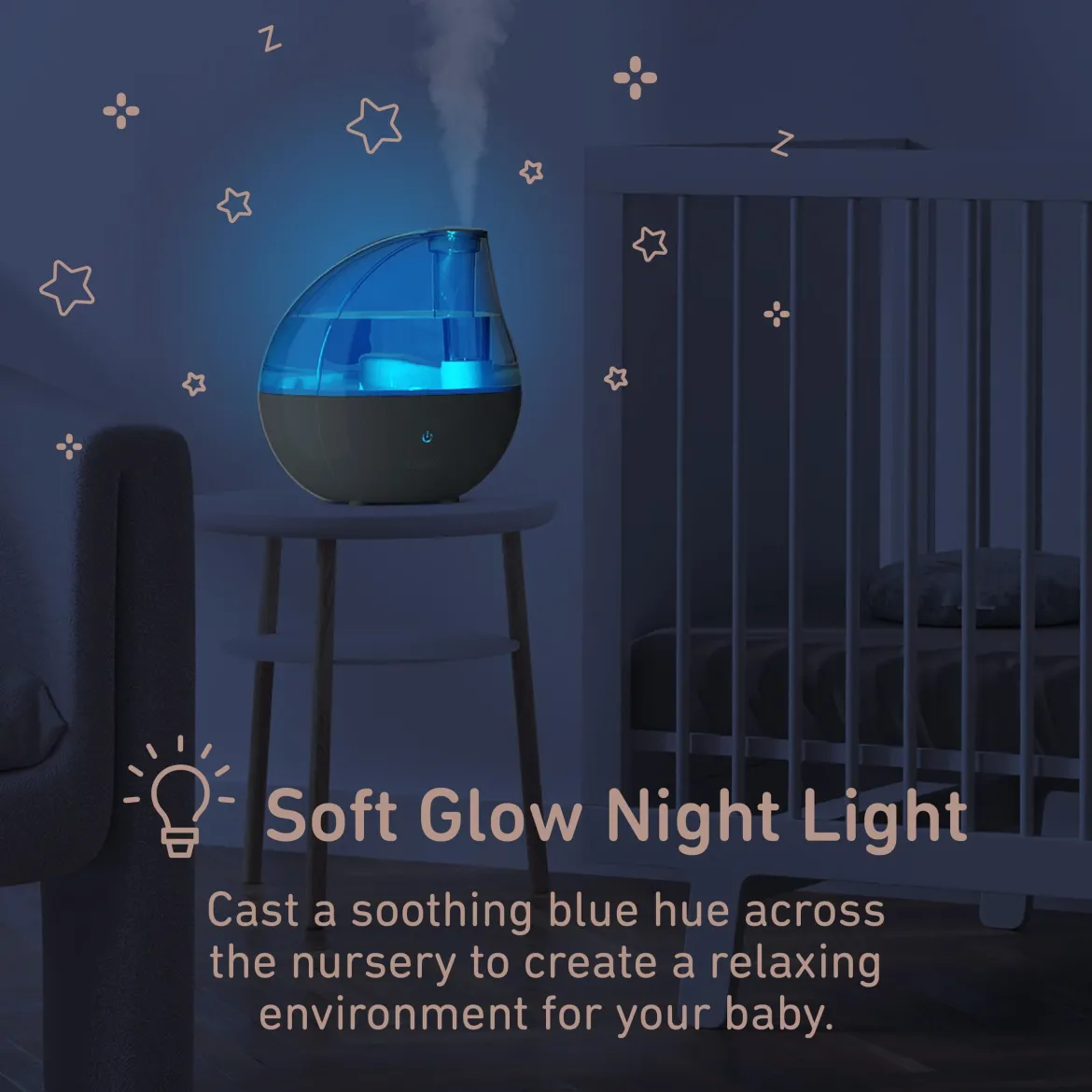 PureBaby Ultrasonic Cool Mist Humidifier & Soft Glow Night Light