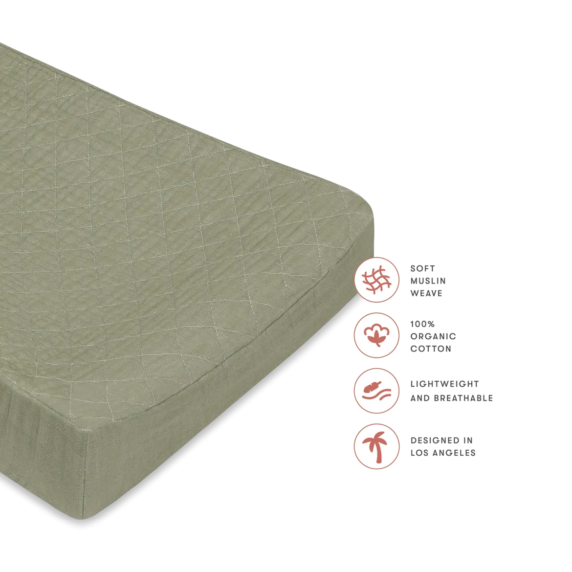 Quilted Changing Pad Cover in GOTS Certified Organic Muslin Cotton
