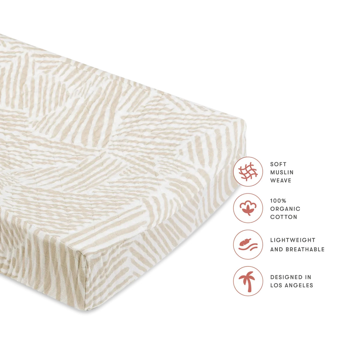 Quilted Changing Pad Cover in GOTS Certified Organic Muslin Cotton