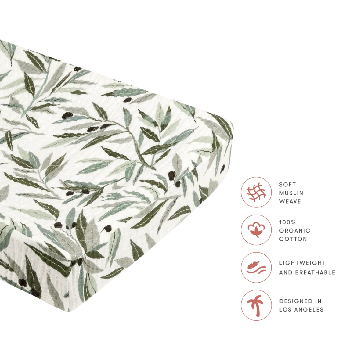 Quilted Changing Pad Cover in GOTS Certified Organic Muslin Cotton