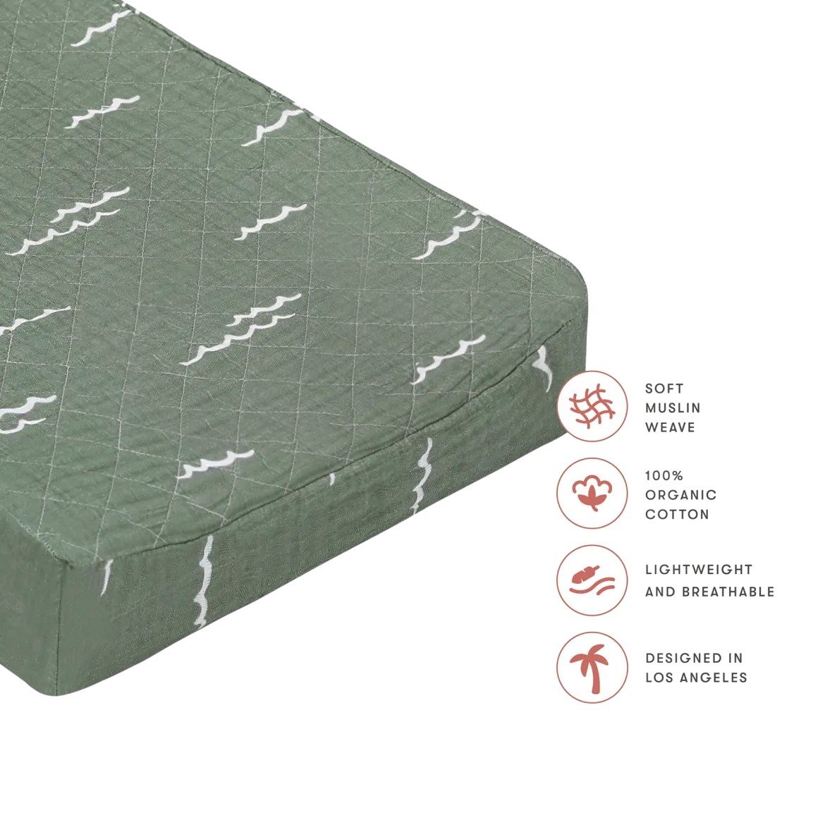 Quilted Changing Pad Cover in GOTS Certified Organic Muslin Cotton