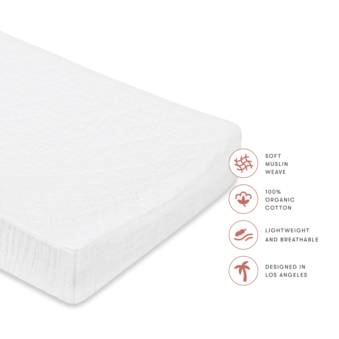 Quilted Changing Pad Cover in GOTS Certified Organic Muslin Cotton