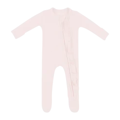 Ribbed Ruffle Zipper Footie