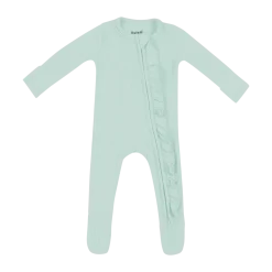 Ribbed Ruffle Zipper Footie