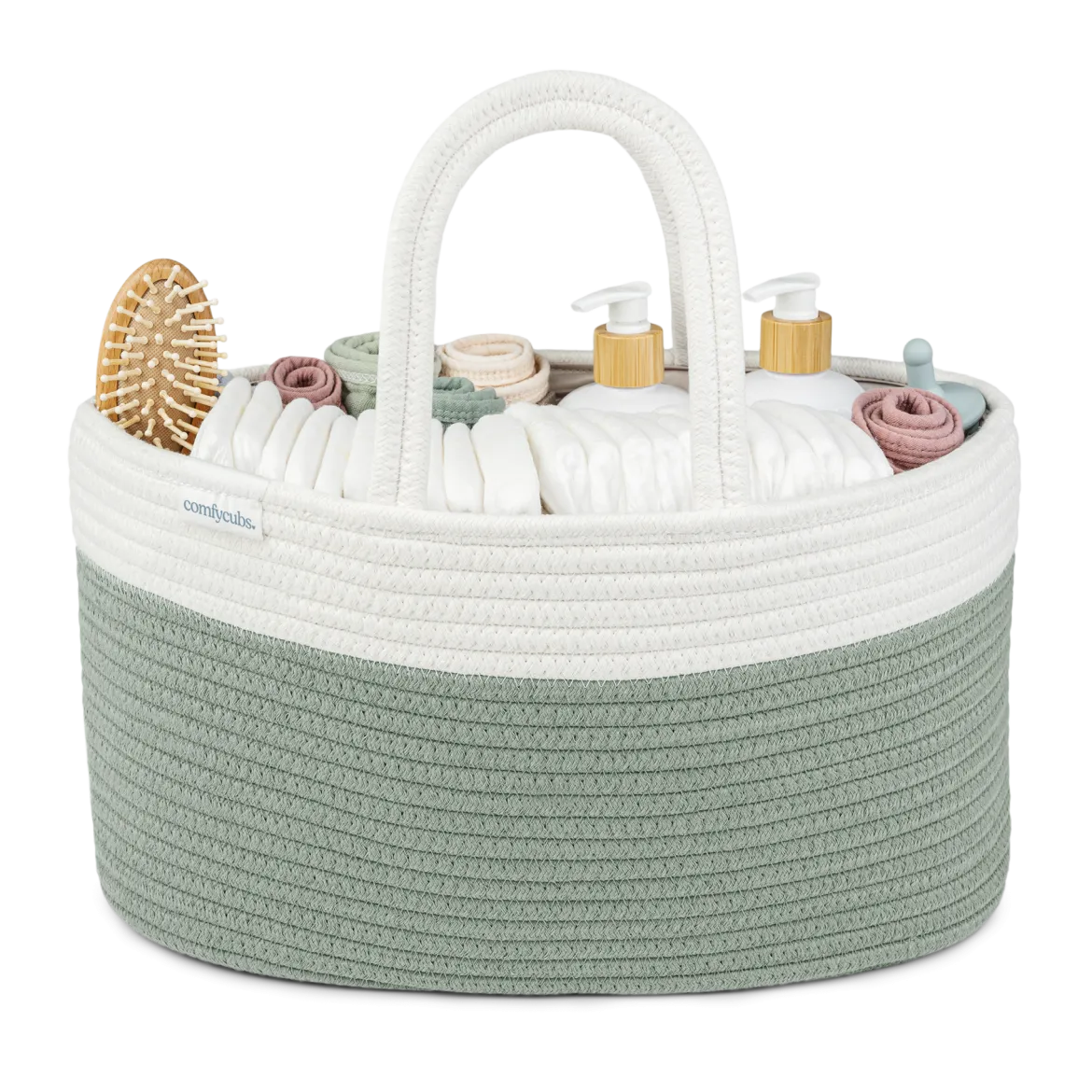 Rope Diaper Caddy Organizer with 3 Compartments