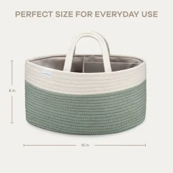 Rope Diaper Caddy Organizer with 3 Compartments