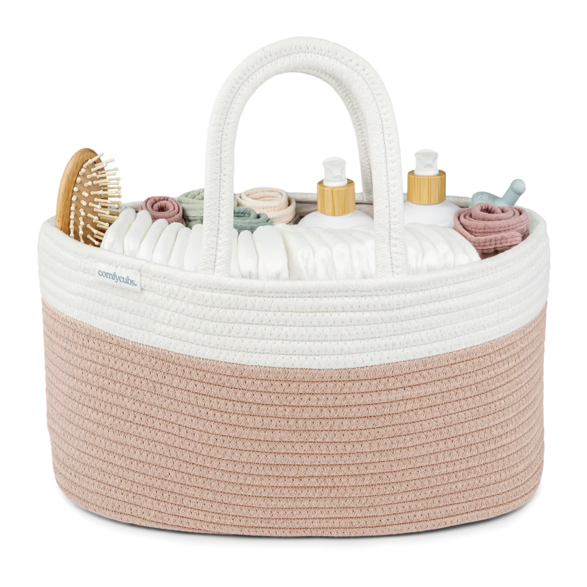 Rope Diaper Caddy Organizer with 3 Compartments