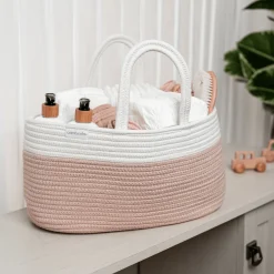 Rope Diaper Caddy Organizer with 3 Compartments