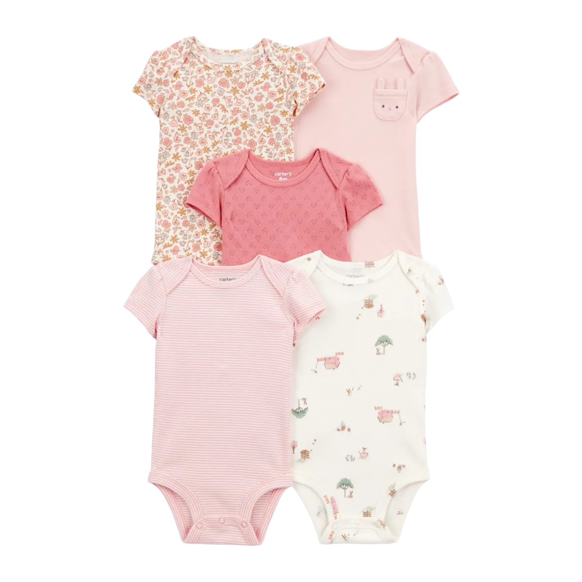 Short-Sleeve Bodysuits (5 Pack)