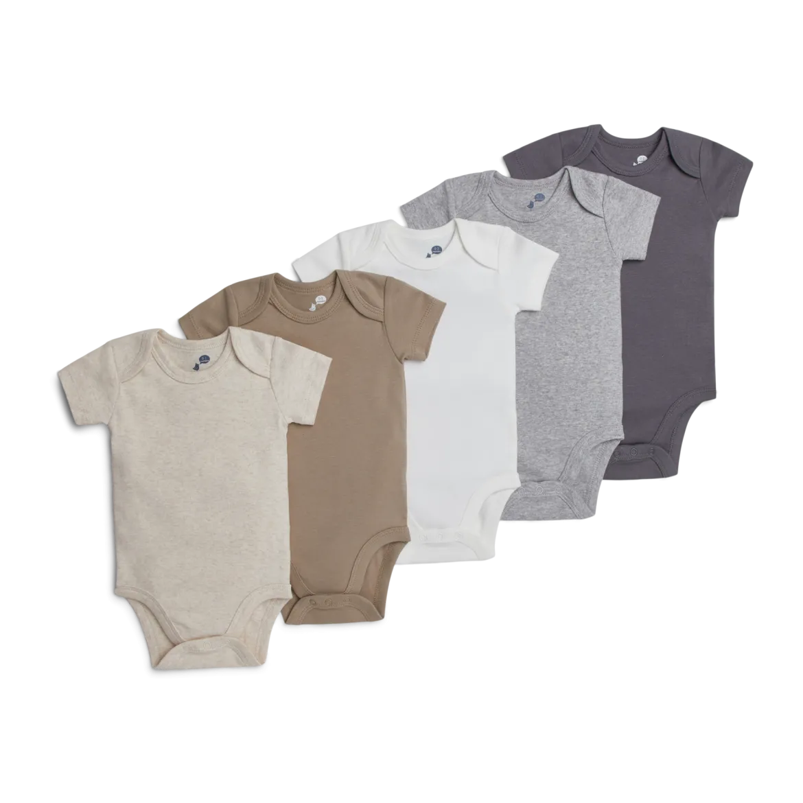 Short Sleeve Solid Organic Cotton Bodysuits (5 Pack)