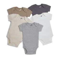 Short Sleeve Solid Organic Cotton Bodysuits (5 Pack)