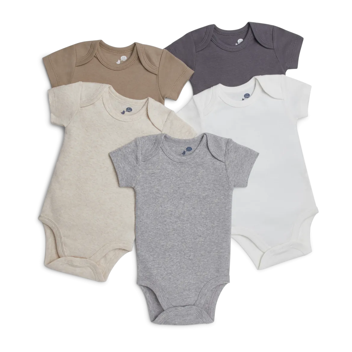 Short Sleeve Solid Organic Cotton Bodysuits (5 Pack)