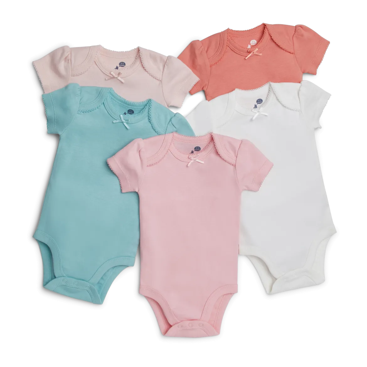 Short Sleeve Solid Organic Cotton Bodysuits (5 Pack)