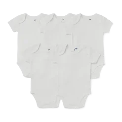 Short Sleeve Solid Organic Cotton Bodysuits (5 Pack)
