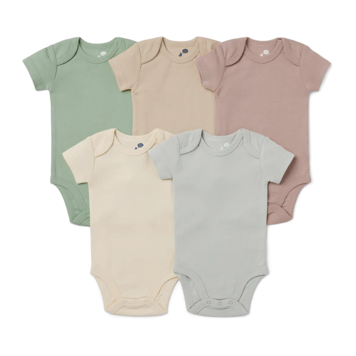 Short Sleeve Solid Organic Cotton Bodysuits (5 Pack)