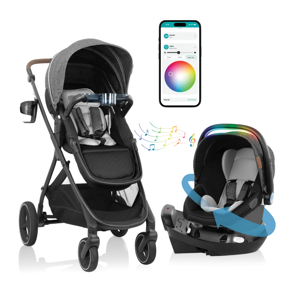 Shyft Intuiti+ Travel System featuring Revolve180 LiteMax NXT with SensorySoothe