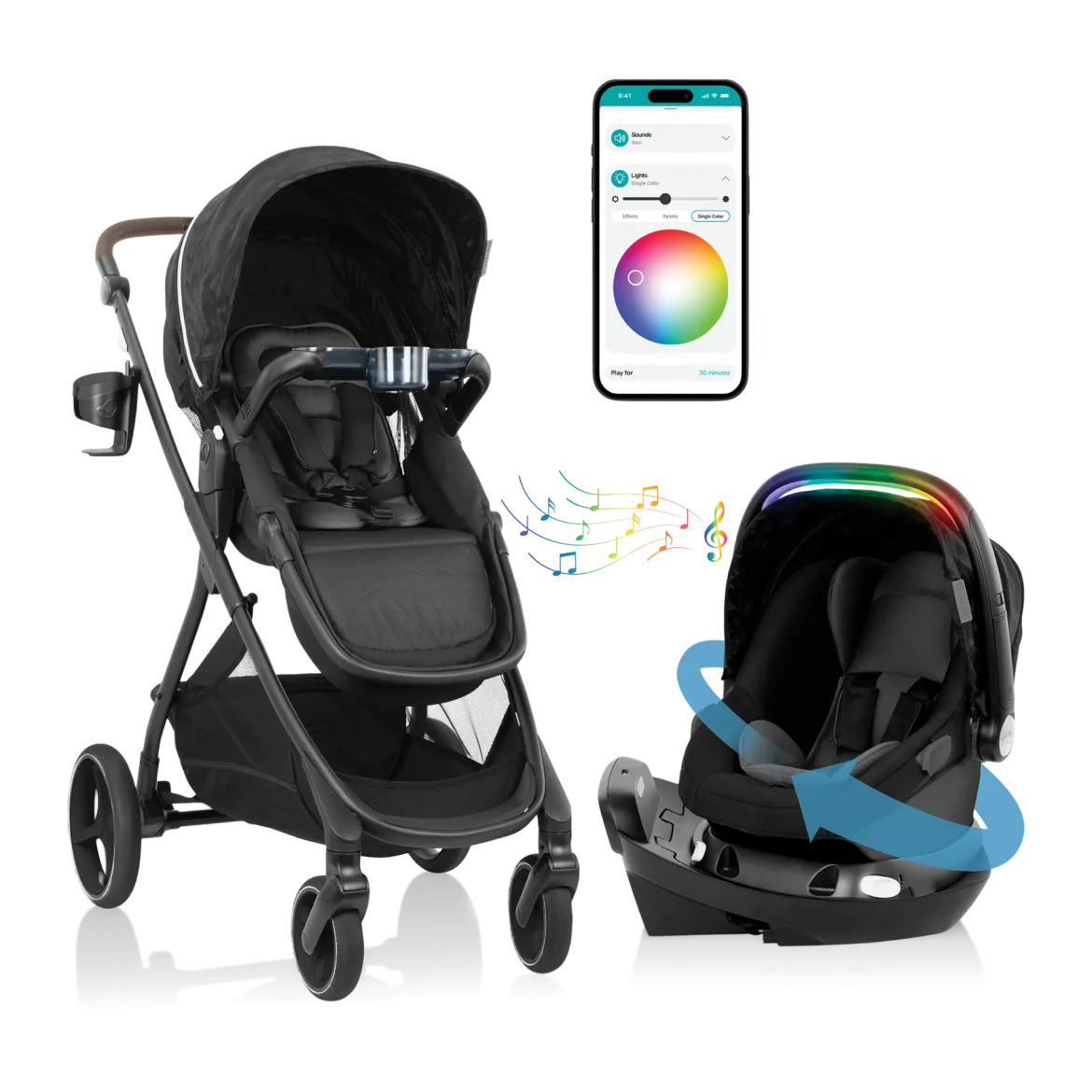 Shyft Intuiti+ Travel System featuring Revolve180 LiteMax NXT with SensorySoothe