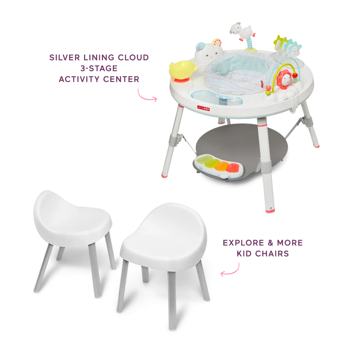 3-Stage Activity Center and Kid Chairs Bundle