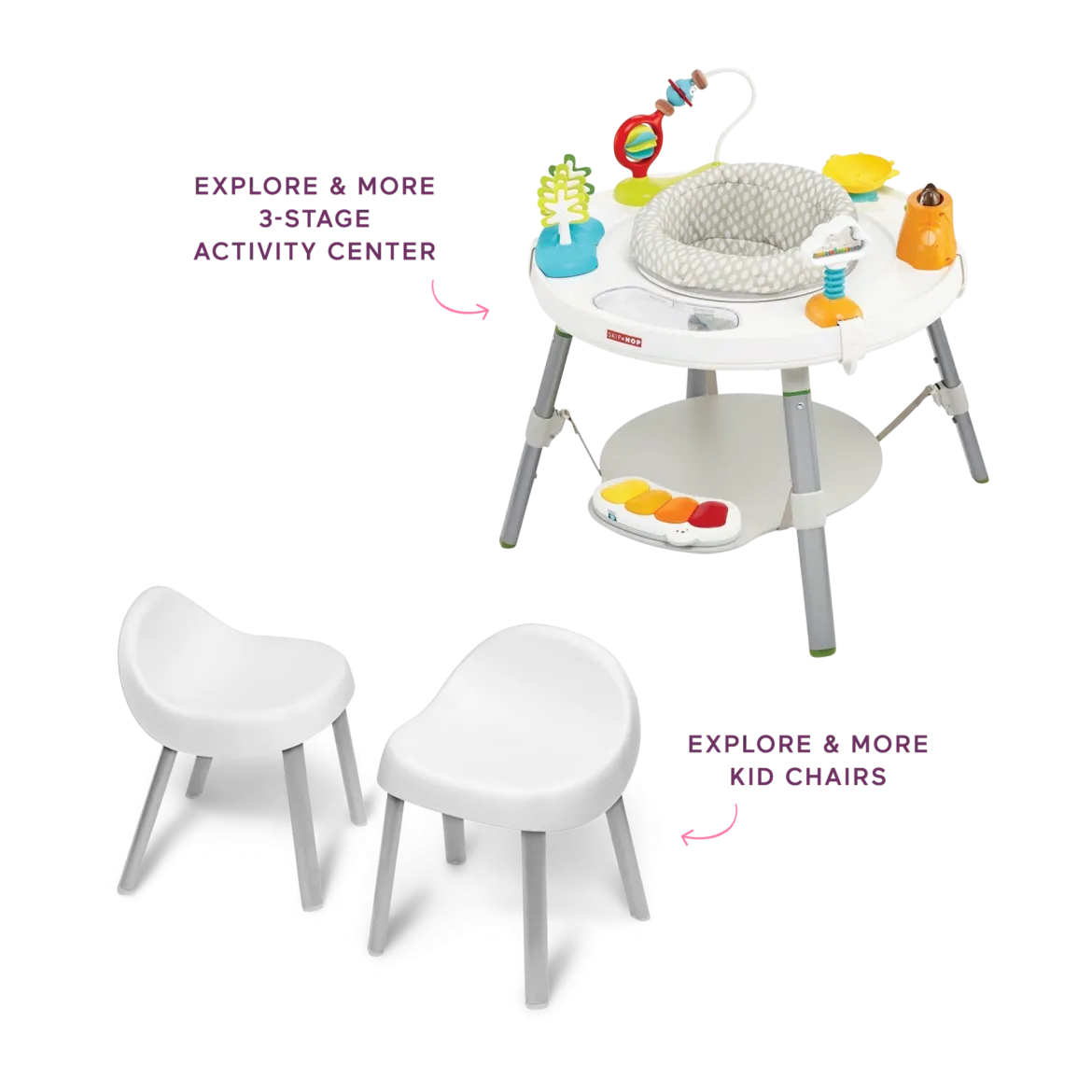 3-Stage Activity Center and Kid Chairs Bundle