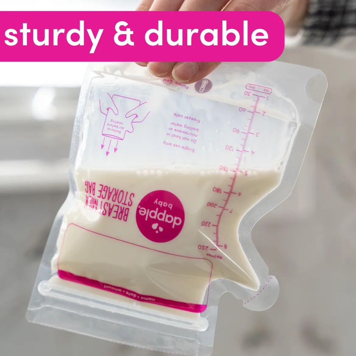 Temp-Sensing No-Leak Breast Milk Storage Bag with Easy Pour Spout