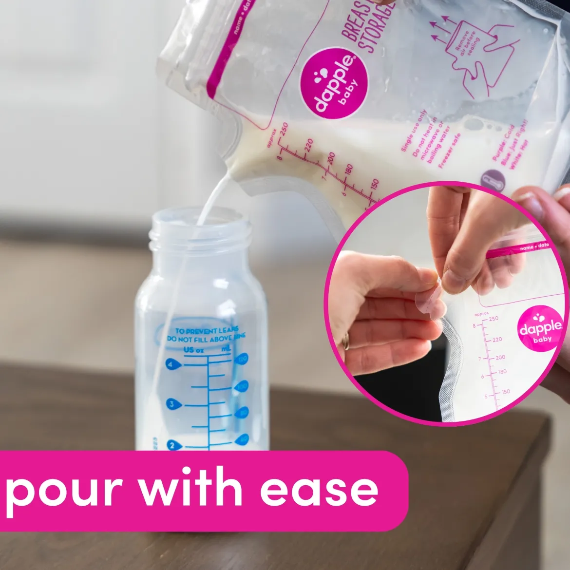 Temp-Sensing No-Leak Breast Milk Storage Bag with Easy Pour Spout