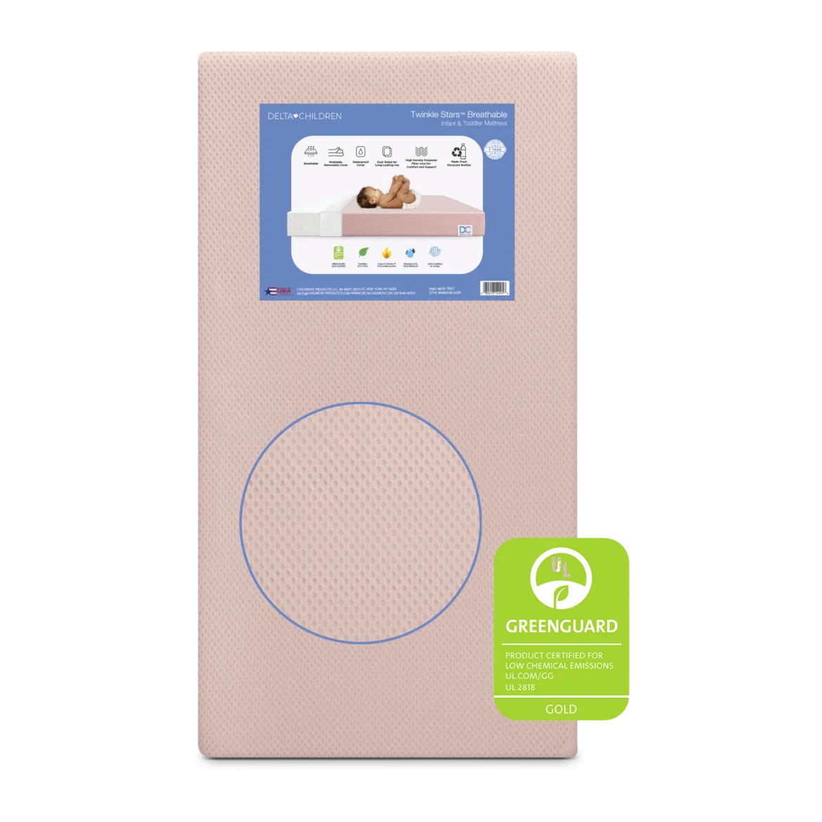 Twinkle Stars Breathable Crib and Toddler Mattress with Removable Cover