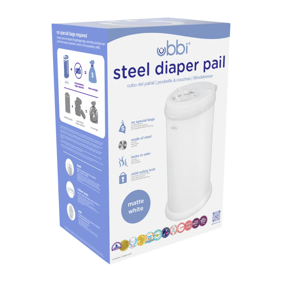 Ubbi x Babylist Matte Steel Diaper Pail