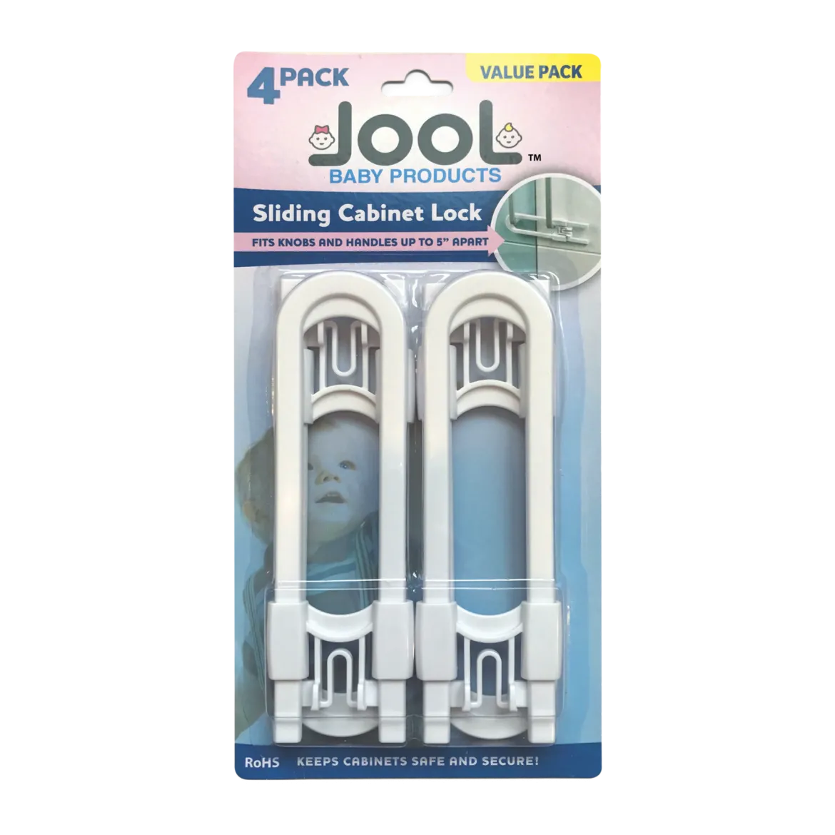 U Shape Sliding Cabinet Locks (4 Pack)
