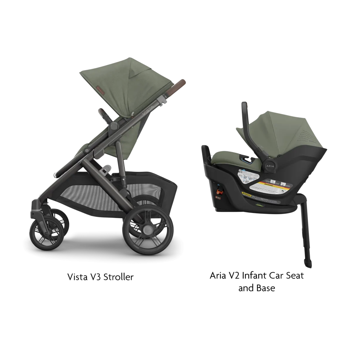 Vista V3 Stroller & Aria V2 Lightweight Infant Car Seat Travel System