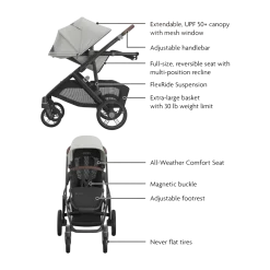 Vista V3 Stroller & Aria V2 Lightweight Infant Car Seat Travel System