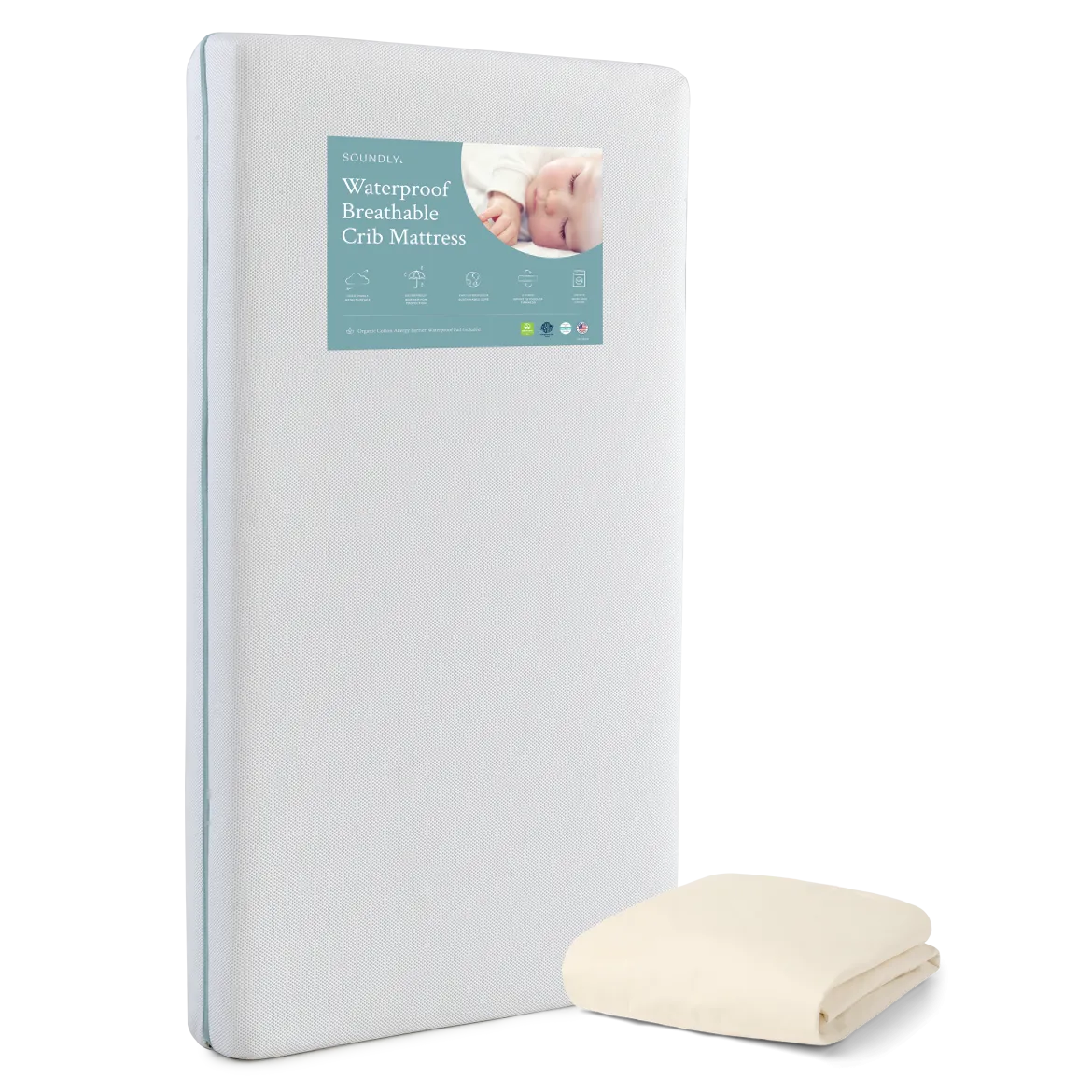 Waterproof Breathable Crib Mattress with Organic Pad