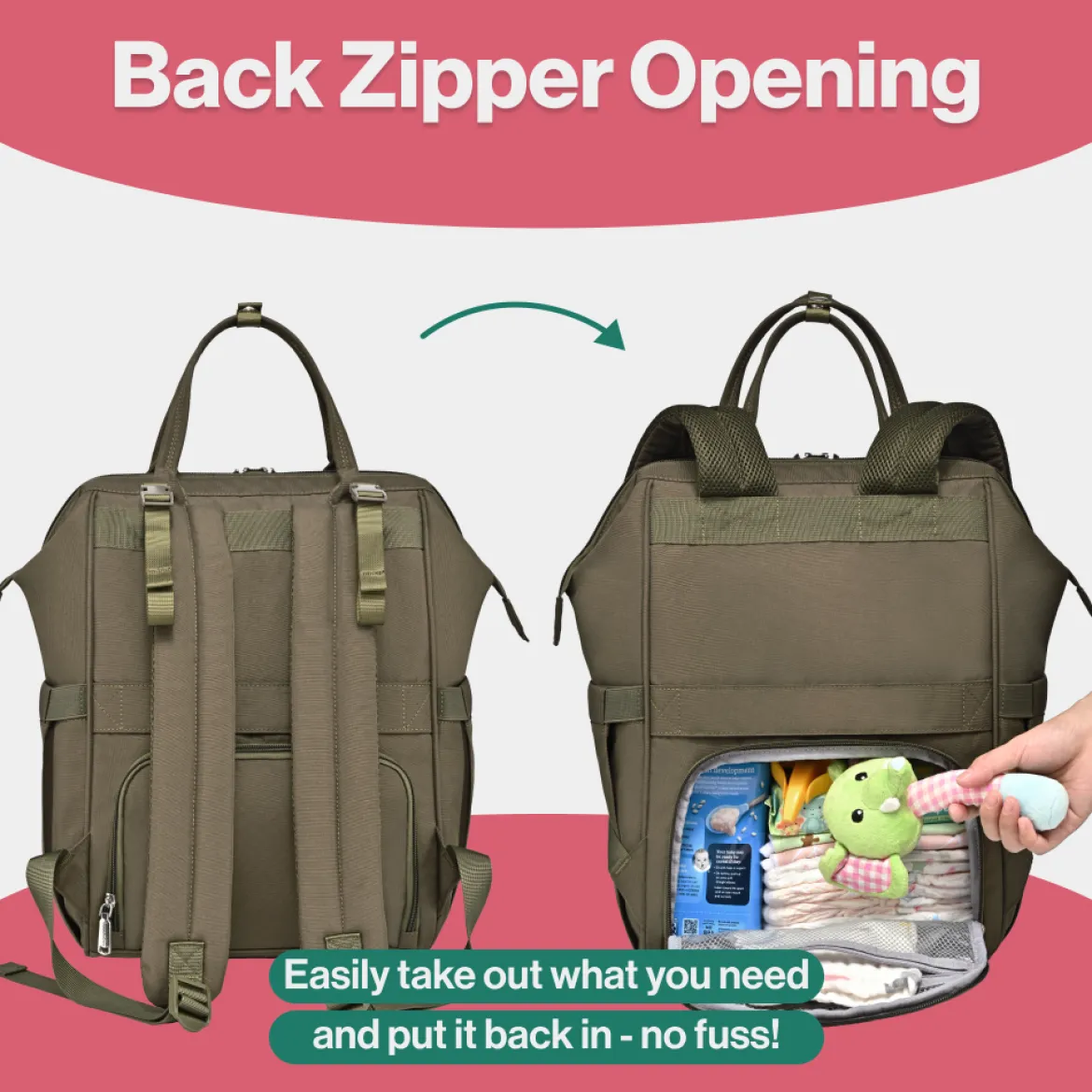 WideTop Diaper Bag Backpack