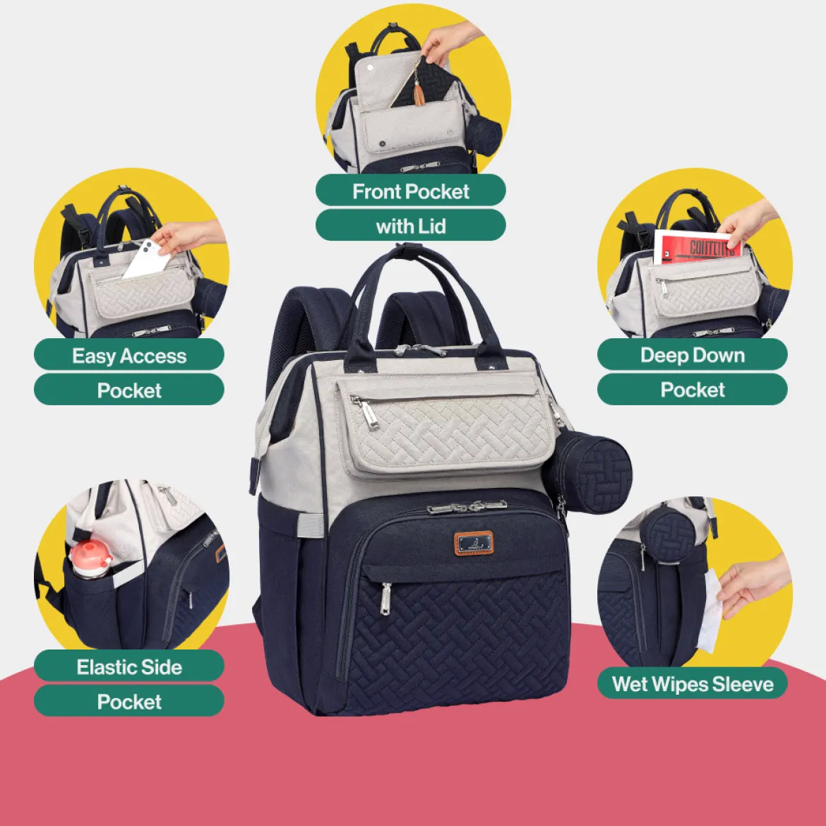 WideTop Diaper Bag Backpack